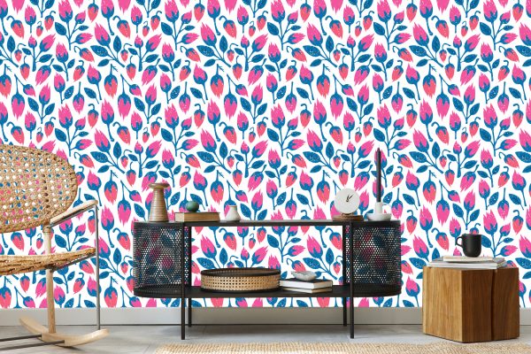 Behang Bloemen In Retrostijl - Afbeelding 5