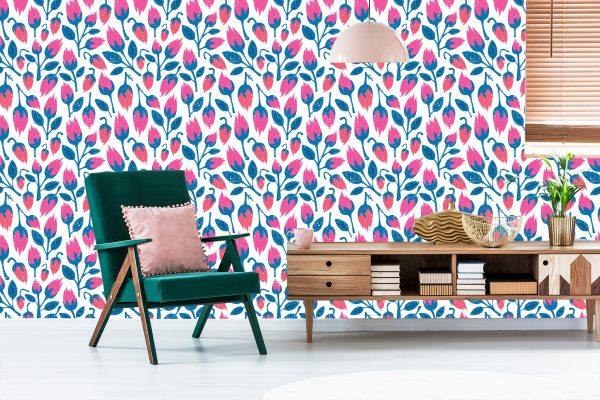 Behang Bloemen In Retrostijl - Afbeelding 6