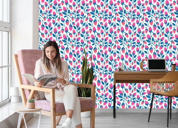 Behang Bloemen In Retrostijl - Afbeelding 7