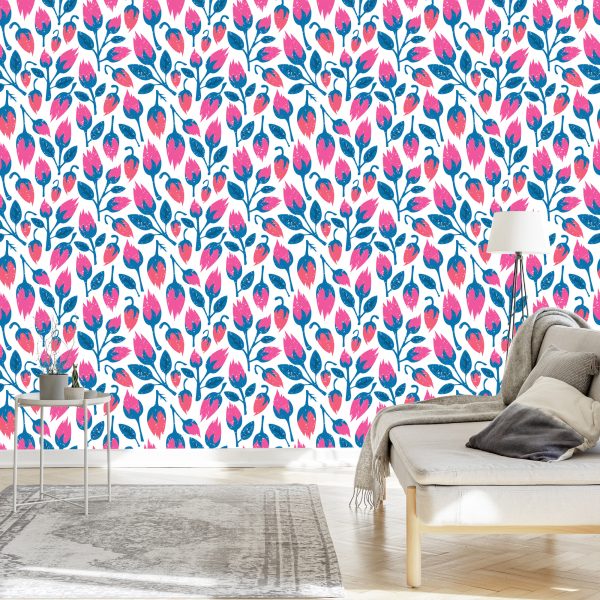 Behang Bloemen In Retrostijl - Afbeelding 3