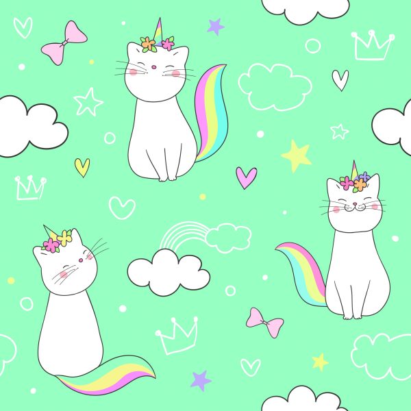 Behang Voor Kinderen - Regenboogkatten - Afbeelding 2