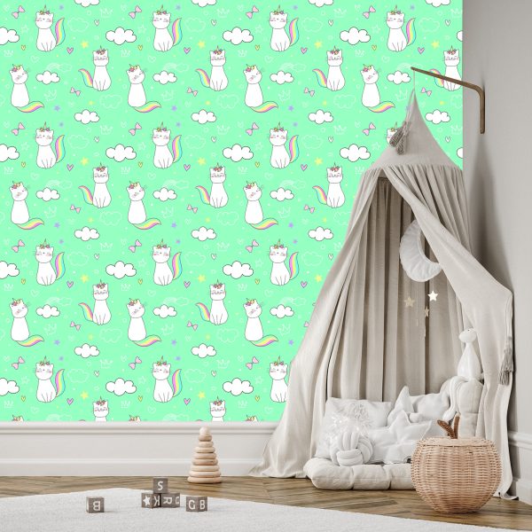Behang Voor Kinderen - Regenboogkatten - Afbeelding 3
