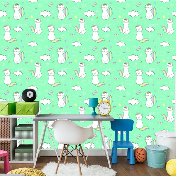 Behang Voor Kinderen - Regenboogkatten - Afbeelding 4