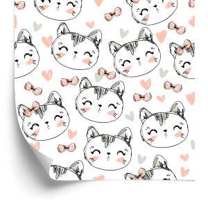 Behang Voor Kinderen - Kittens, Hartjes En Strikken
