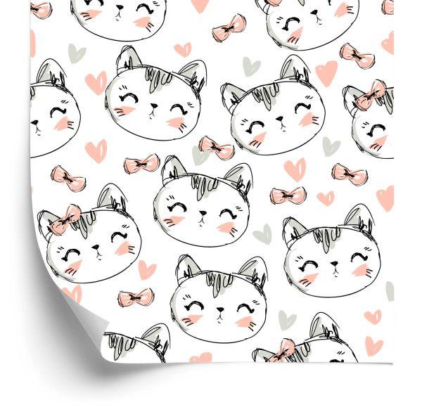 Behang Voor Kinderen - Kittens, Hartjes En Strikken