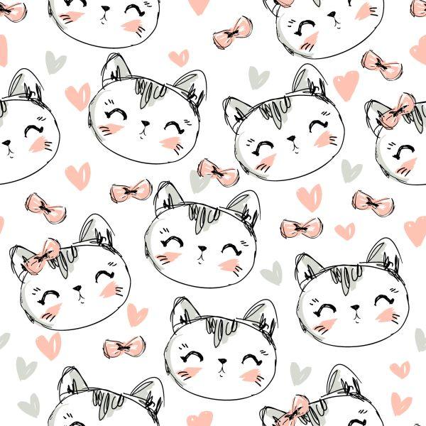 Behang Voor Kinderen - Kittens, Hartjes En Strikken - Afbeelding 2