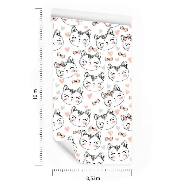 Behang Voor Kinderen - Kittens, Hartjes En Strikken - Afbeelding 8