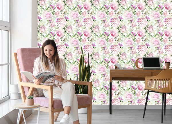 Behang Rozen Tussen Groene Bladeren - Afbeelding 7