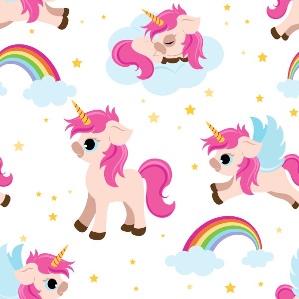 Behang Voor Kinderen - Eenhoorns Op De Achtergrond Van Sterren En Regenboog - Afbeelding 2