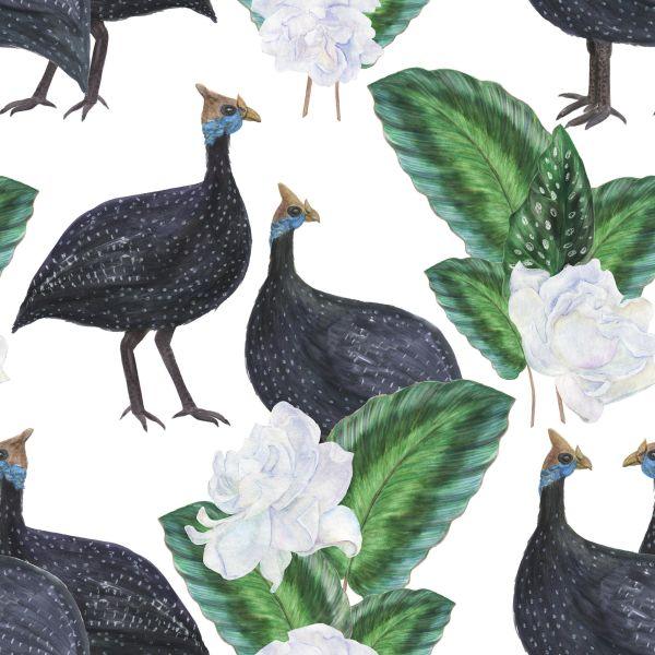 Behang Exotische Vogels En Planten - Afbeelding 2