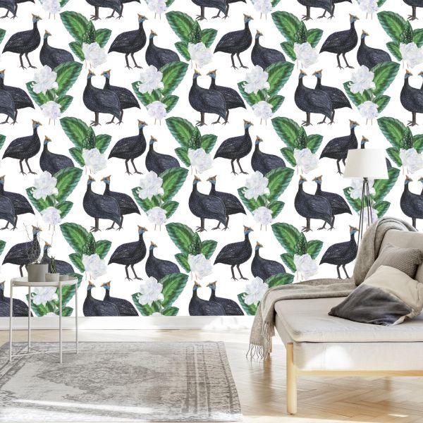 Behang Exotische Vogels En Planten - Afbeelding 3