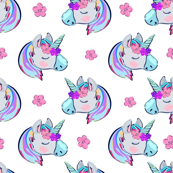 Behang Voor Kinderen - Slapende Eenhoorns Op De Achtergrond Van Bloemen - Afbeelding 2