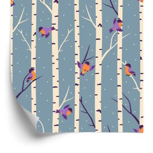 Behang Kleurrijke Vogels Tussen De Bomen
