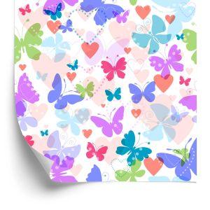 Behang In De Kinderkamer Met Kleurrijke Hartvlinders