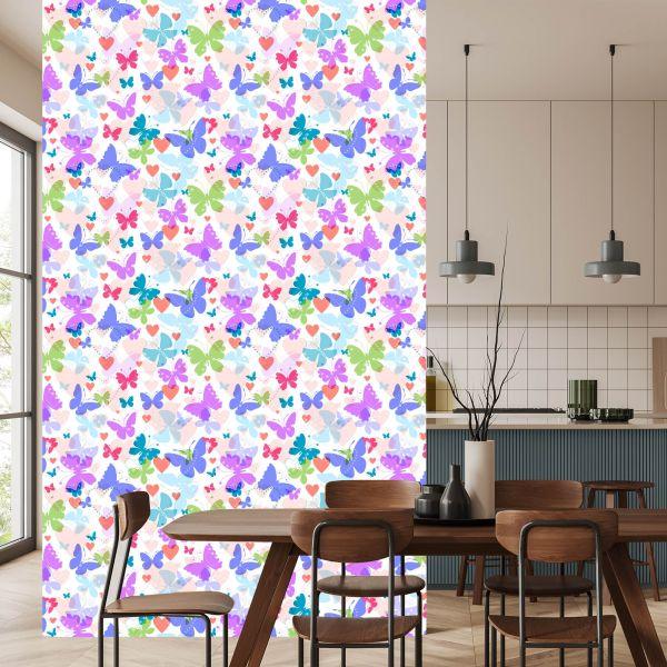 Behang In De Kinderkamer Met Kleurrijke Hartvlinders - Afbeelding 4