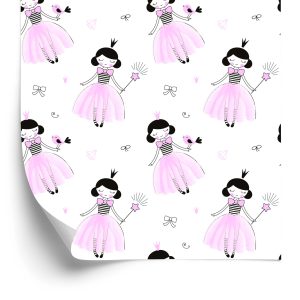 Behang Voor Een Meisje De Prinses Met Strikken En Vogels