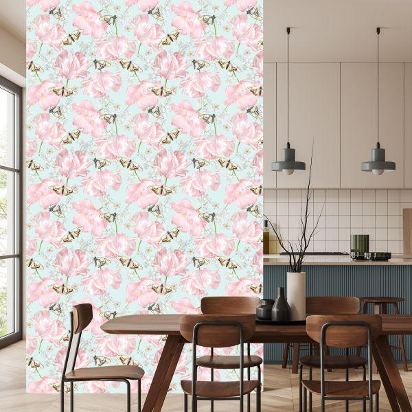 Behang Vlinders, Bloemen, Groene Natuur - Afbeelding 4