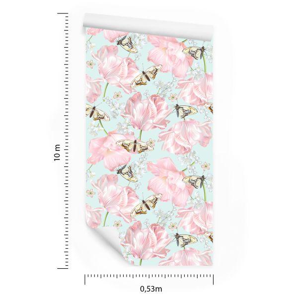 Behang Vlinders, Bloemen, Groene Natuur - Afbeelding 8