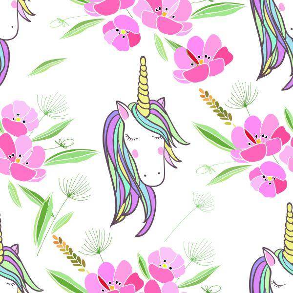 Behang Voor Kinderen - Slapende Eenhoorns Op De Achtergrond Van Bloemen - Afbeelding 2