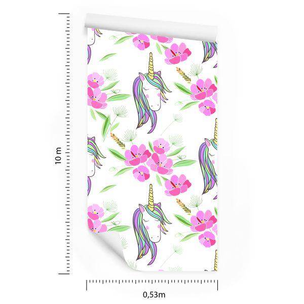 Behang Voor Kinderen - Slapende Eenhoorns Op De Achtergrond Van Bloemen - Afbeelding 8