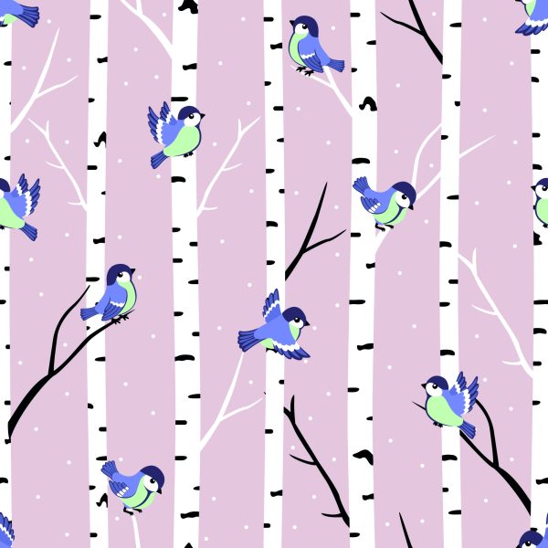 Behang Kleurrijke Vogels Tussen Berken - Afbeelding 2