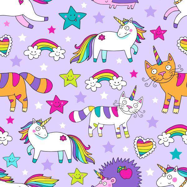 Behang Voor Kinderen - Kleurrijke Dieren En Eenhoorns - Afbeelding 2