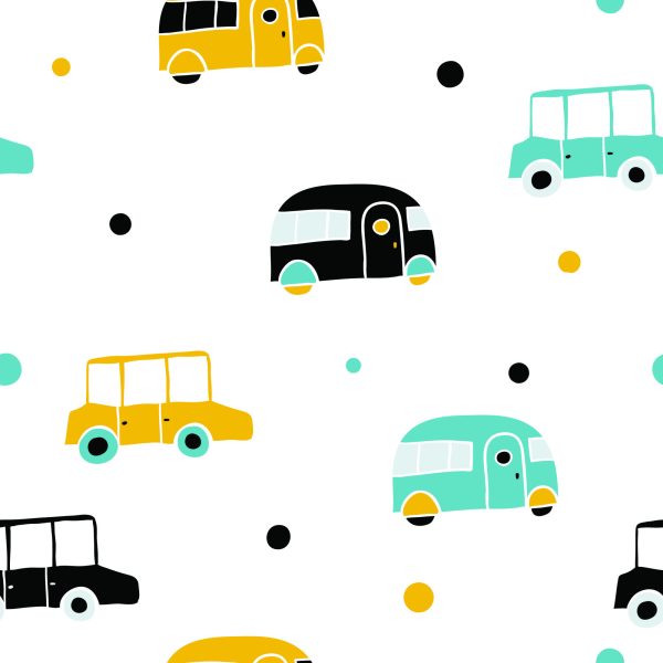 Behang Voor Een Jongen, Kleurrijke Auto's, Bussen - Afbeelding 2