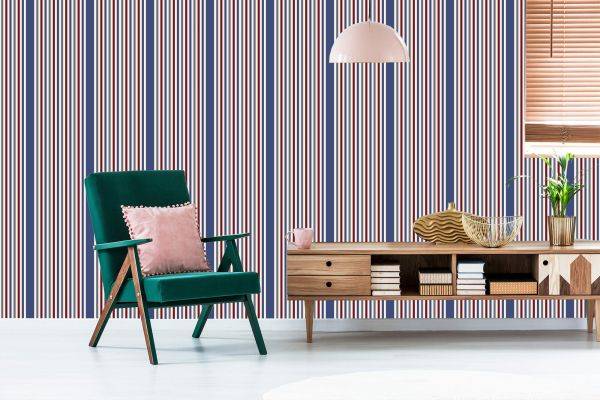 Behang Klassiek In Kleurrijk Gestreepte Slaapkamer Woonkamer - Afbeelding 6