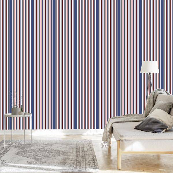 Behang Klassiek In Kleurrijk Gestreepte Slaapkamer Woonkamer - Afbeelding 3