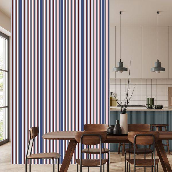 Behang Klassiek In Kleurrijk Gestreepte Slaapkamer Woonkamer - Afbeelding 4