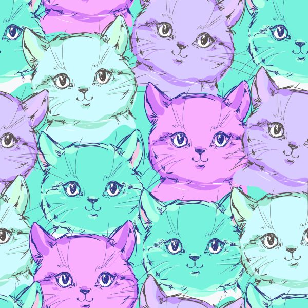 Behang Voor Kinderen - Kleine Kleurrijke Katten - Afbeelding 2