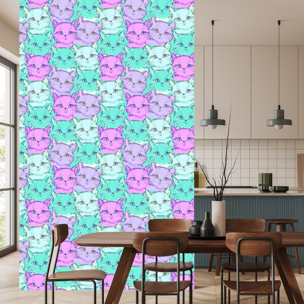 Behang Voor Kinderen - Kleine Kleurrijke Katten - Afbeelding 4