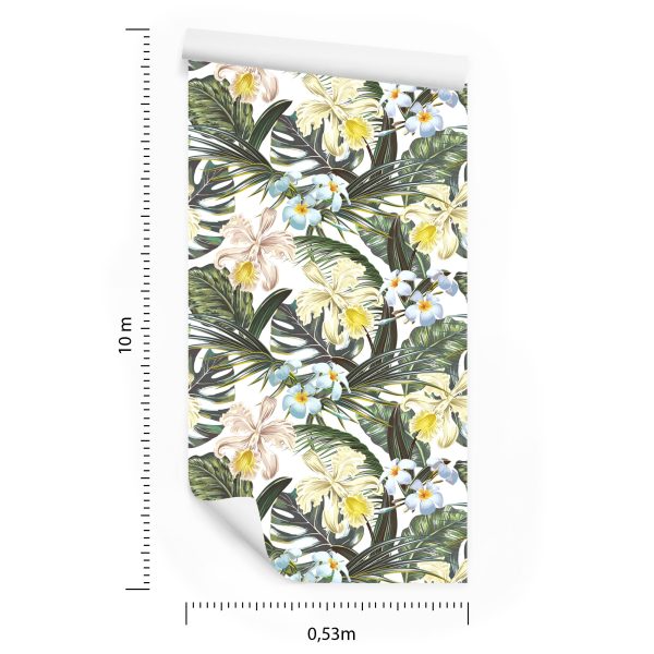 Behang Exotische Bladeren Bloemen - Afbeelding 8