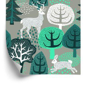 Behang Bomen, Groen, Natuur. Kinderkamer