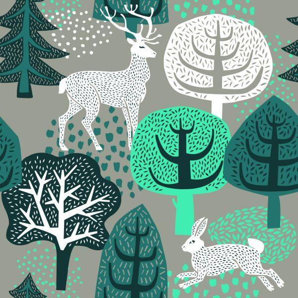 Behang Bomen, Groen, Natuur. Kinderkamer - Afbeelding 2