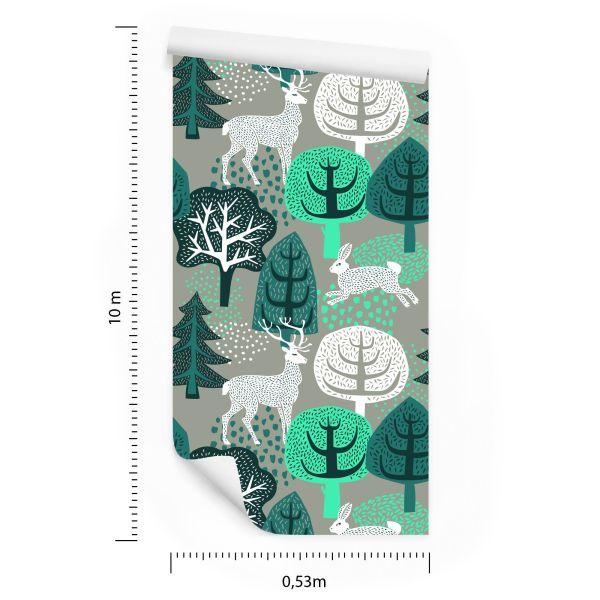 Behang Bomen, Groen, Natuur. Kinderkamer - Afbeelding 8