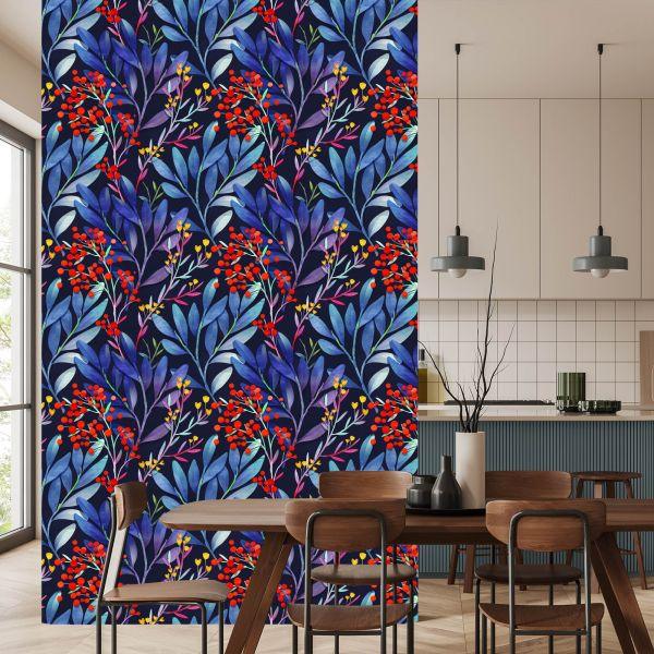 Behang Plantaardige Patronen In Retrostijl - Afbeelding 4