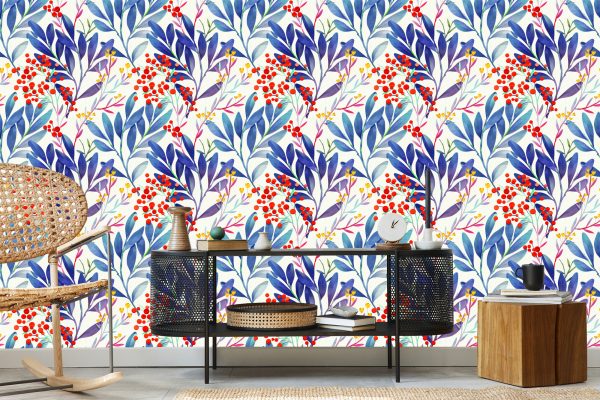 Behang Kleurrijke Bloemen In Retrostijl - Afbeelding 5