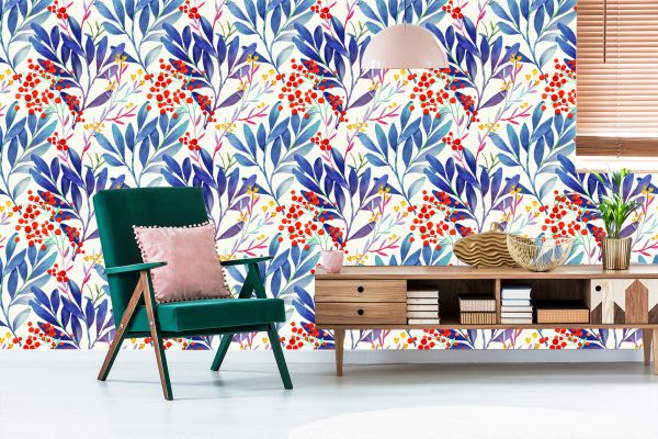 Behang Kleurrijke Bloemen In Retrostijl - Afbeelding 6