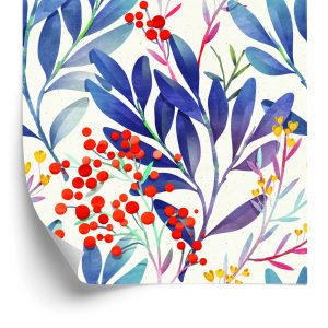 Behang Kleurrijke Bloemen In Retrostijl