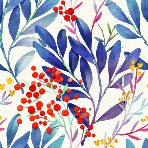 Behang Kleurrijke Bloemen In Retrostijl - Afbeelding 2