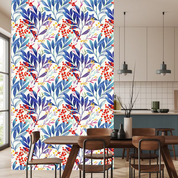 Behang Kleurrijke Bloemen In Retrostijl - Afbeelding 4