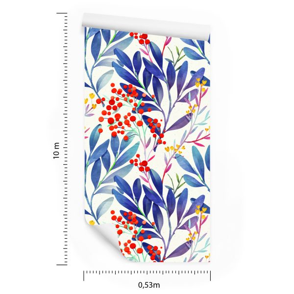 Behang Kleurrijke Bloemen In Retrostijl - Afbeelding 8