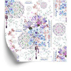 Behang Moderne Bloemen En Waterverfornamenten