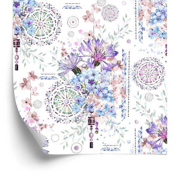 Behang Moderne Bloemen En Waterverfornamenten