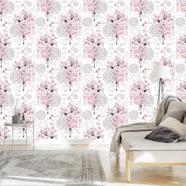 Behang Bloemen En Ornamenten - Afbeelding 3