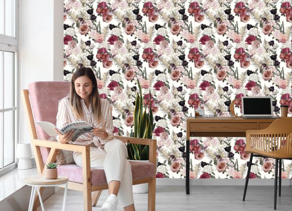 Behang Rozen Met Varenbladeren - Afbeelding 7