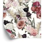 Behang Rozen Met Varenbladeren
