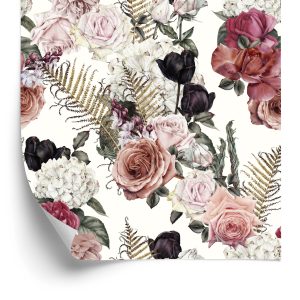Behang Rozen Met Varenbladeren