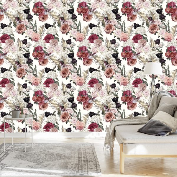 Behang Rozen Met Varenbladeren - Afbeelding 3